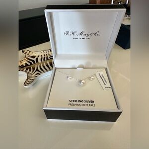 Two-Pc. Set Cultured Freshwater Pearl Pendant Necklace & Stud Earrings White